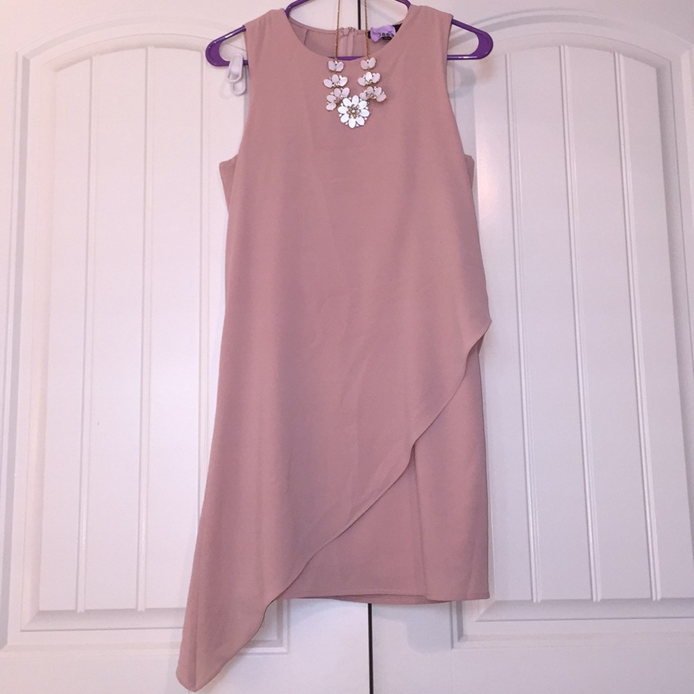 Nude asymmetrical cocktail dress